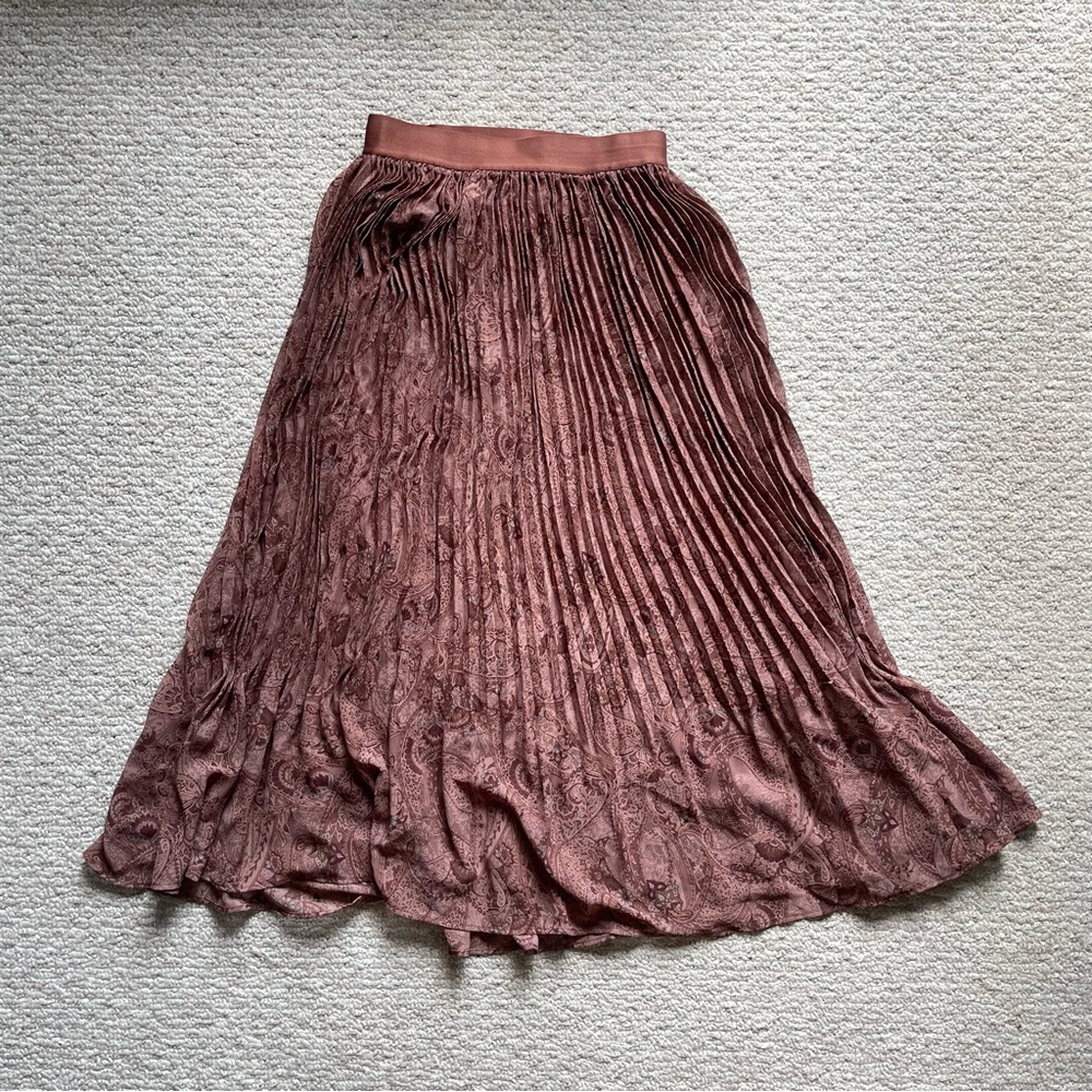 Reitmans Brown Pleated Midi Skirt